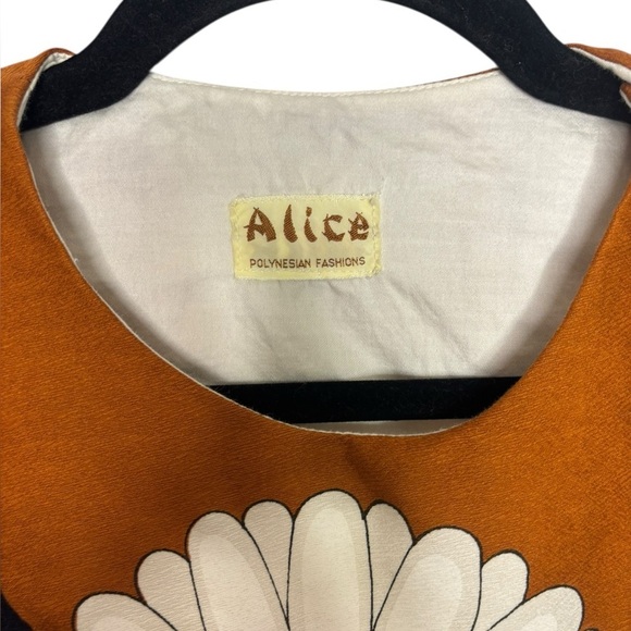 VTG 1960's ALICE Polynesian Daisy Hippie Hawaiian Mini Dress Retro Art to Wear - Picture 5 of 13